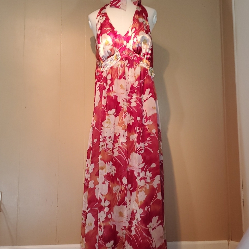Studio 1940 Romantic Tropical Beach Halter Dress